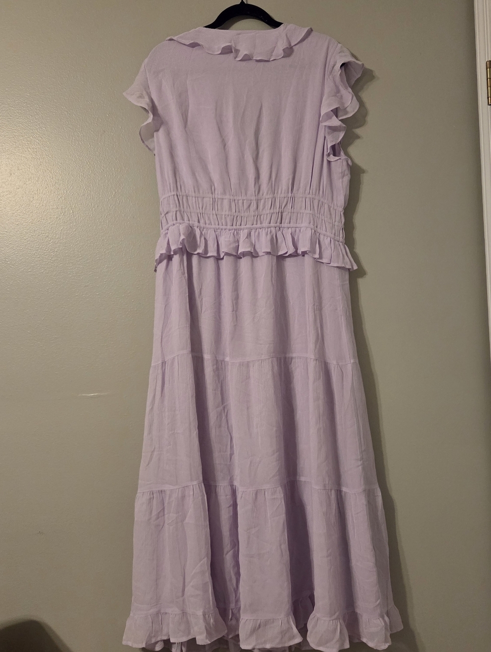 PAIGE Womens 100% Silk Purple Ruffle Whimsical Tiered Midi Dress Sz 14 NWOT - Picture 7 of 11